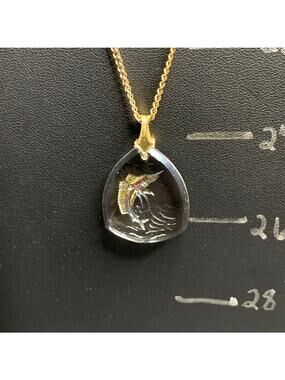 Vintage Intaglio Glass Sailfish Pendant Rare